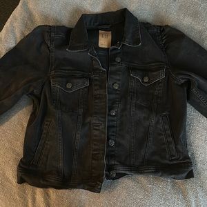 Gap Puff Sleeve Black washwell Denim Jacket Large